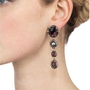ALEXIS BITTAR Two-Tone, Freshwater Pearl & Multi-Stone Dangling Clip-On Earrings